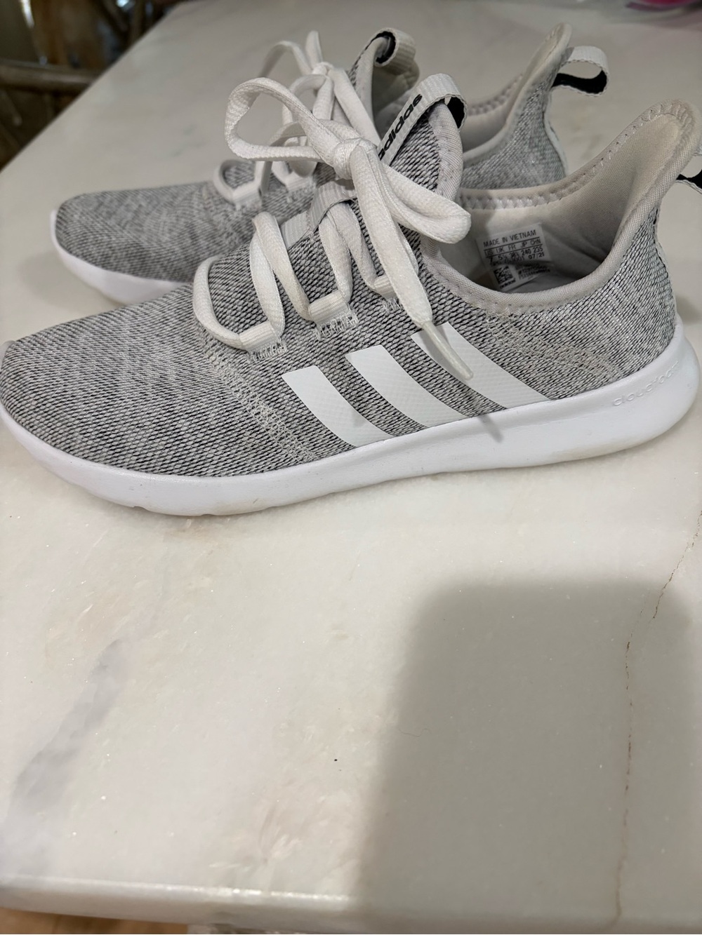 adidas Women's Grey and White Knit Sneakers